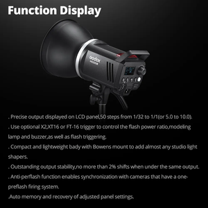 Flash de studio photo <span class=keywords><strong>Godox</strong></span> MS200V <span class=keywords><strong>200W</strong></span> 2.4G avec récepteur sans fil intégré, monture Bowens, léger et en métal - Product Image 5
