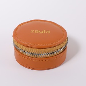 Boîte de rangement pour bijoux en cuir PU avec logo personnalisé, insert en velours, fermeture éclair légère, étui de voyage portable pour bagues - Product Image 5