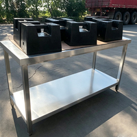 Table de travail en acier inoxydable 304, pieds carrés, capacité 500 kg/m, pieds réglables, usage intensif, cuisine commerciale, restaurant, OEM