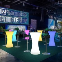 Ensemble de tables pour salon, boîte de nuit, hôtel, événement, exposition, table haute éclairée par LED, multifonctionnelle, ronde, comptoir de bar moderne
