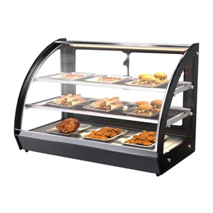Calentador de Alimentos Comercial de 2 Niveles y 820W de Acero Inoxidable con Puerta Corredera para Exhibición de Panadería/Pizza/Pollo Frito - Product Image 1