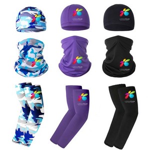 Ensemble 3 pièces personnalisé : Casquette de cyclisme, écharpe et manchons rafraîchissants anti-UV - Product Image 1