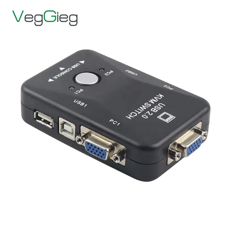 VGA موسع 2 في 1 خارج عالية السرعة طابعة لوحة المفاتيح ماوس USB VGA التبديل <span class=keywords><strong>KVM</strong></span>