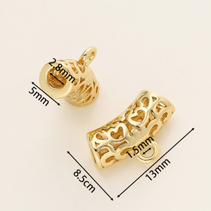 18k Gold Plated Hollow Curved Tube Tee For <b>Bracelet</b> Making DIY Jewelry Accessories Rectangle Shape <b>Copper</b> Material - Product Image 2
