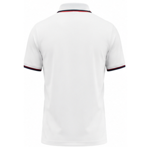Polo Blanco Premium para Hombre, Corte Clásico, Manga Corta, Informal, de Algodón, para Golf, con Cuello a Rayas Rojo Marino y Bolsillo con Ribete - Product Image 2