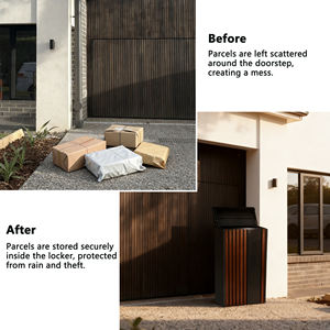 Caixa de Correio de Pilar em Madeira com Acabamento em Grão de Madeira WELDON, Caixa de Entrega de Pacotes Externa em Aço Galvanizado Antifurto - Product Image 4
