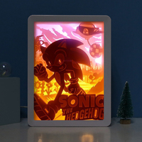 Cadre photo personnalisé, boîte à ombre Sonic, lampe de nuit LED, boîte à lumière 3D Anime, lampe de table de bureau, lampe de décoration pour chambre d'enfant, cadeau d'anniversaire