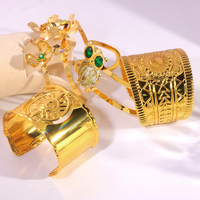 Bracelet tendance en acier inoxydable plaqué or 18 carats pour femme, motif géométrique, spirale ouverte, cercle, bijoux de mode