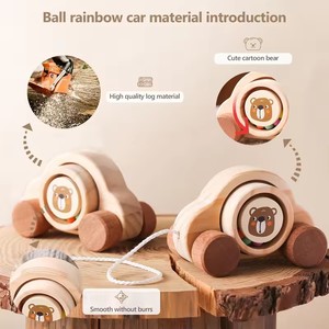 Montessori fatti a mano palla <span class=keywords><strong>arcobaleno</strong></span> auto giocattoli educativi in legno cordoncino rotolamento orso bambino in età prescolare giocattolo per l'apprendimento - Product Image 2