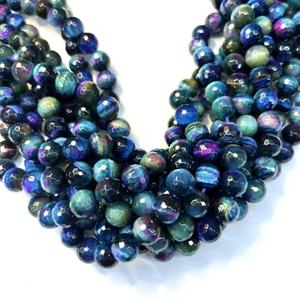 Cuentas Sueltas de Ojo de Tigre con Corte de Cielo Estrellado Azul Púrpura, 380MM, Hilo de Cuentas de Piedra Premium - Product Image 4