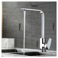 Robinet de cuisine moderne noir brossé électroplaqué, tube carré, mitigeur chaud/froid à poignée unique pour évier, avec cartouche céramique