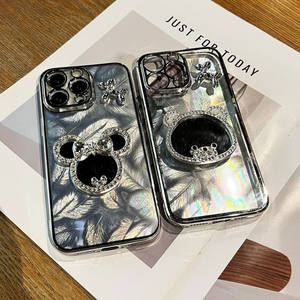 Moda campetto elettroplacca Bear <span class=keywords><strong>Minnie</strong></span> specchietto custodia per telefono per iPhone 16E 15 Pro Max Cover posteriore morbida per OPPO A11X A72 A58 A91 - Product Image 5