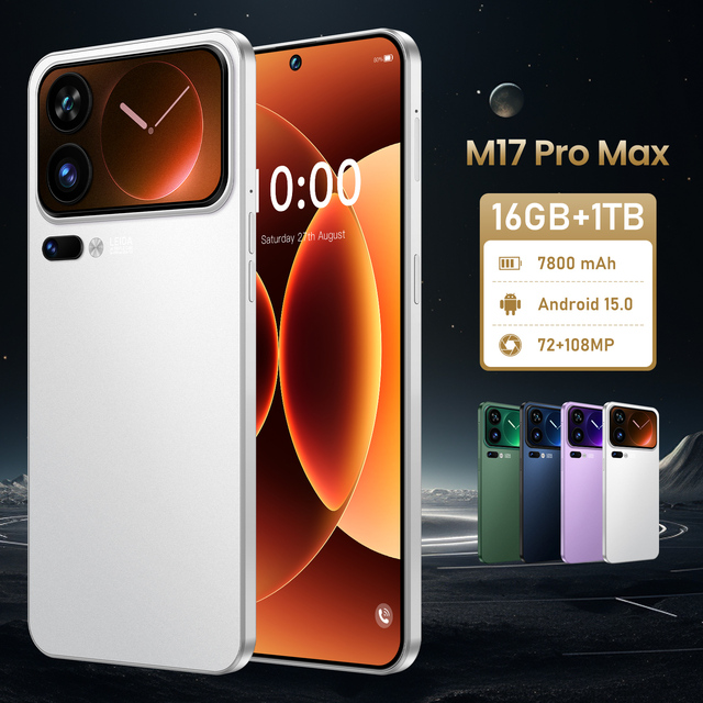 M17 Pro 5G Smartphone 7.3" OLED HD Screen 90Hz 7800mAh Battery Face Recognition Dual SIM Android 15