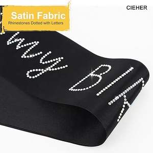 Écharpe d'<span class=keywords><strong>anniversaire</strong></span> noire avec strass, décorations <span class=keywords><strong>pour</strong></span> filles et femmes - Product Image 5