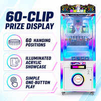 Distributeur de prix commercial à 60 clips avec écran rotatif pour cadeaux et lumières à couleurs changeantes pour centre d'arcade