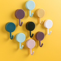 Crochets muraux multi-couleurs en plastique, sans perçage, sans trace, pour salle de bain, coiffeuse, rangement de pinceaux de maquillage et serviettes, utilitaire