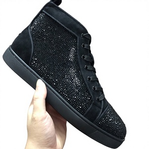 Factory wholesale trendy high-top <b>shoes</b> in solid colors with lace-up design and flat soles - luxurious men's <b>shoes</b> - Product Image 1