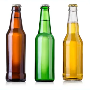 Botella de cerveza de vidrio de color ámbar verde, 330ml, 500ml, 640ml, venta al por mayor
