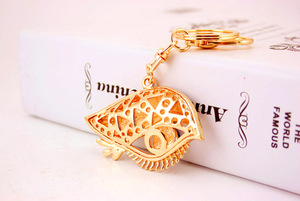 New Fashion 10cm Blue Evil Eyes Gold Keychain Rhinestone Crystal <strong>Key</strong> Chain Hollow Out <strong>Key</strong> <strong>Ring</strong> for Women <strong>Men</strong> Jewelry - Product Image 6
