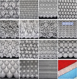 Tissu en dentelle guipure de haute qualité, moins cher, soluble dans l'eau, 100% polyester, couleur personnalisée, tendance, pour robe - Product Image 5