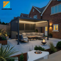 Pergola bioclimatique autoportante en aluminium motorisée, à lames orientables, résistante au vent et à l'eau, pour jardin extérieur