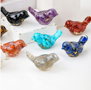 Figurine d'oiseau en résine avec copeaux de cristal naturel, mini paysage, décoration de voiture, décoration d'intérieur, cadeau, vente en gros - Product Image 6