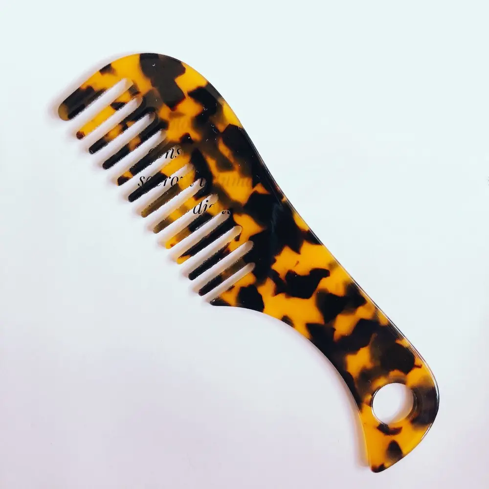 Grand peigne de brosse à cheveux démêlant avec manche et logo personnalisé peigne de coiffure long en acétate français pour séchage humide