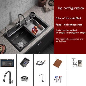 Évier de cuisine moderne en acier inoxydable épaissi de 4 mm avec robinet multifonctionnel à trois trous, fabriqué à la main et super distributeur recherché - Product Image 6