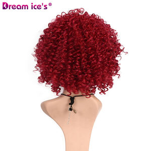 Pelucas de Cabello Sintético Gris para Mujer Africana al por Mayor, Rizo Francés Corto, Color Borgoña, Resistentes al Calor, 150% de Densidad, 10 Pulgadas - Product Image 2