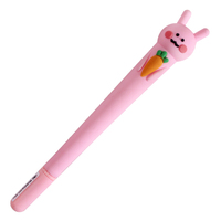 O & Q haute qualité mignon dessin animé Animal dur Silicone Gel encre stylos bleu lapin forme paillettes effet 0.5mm recharge remplaçable