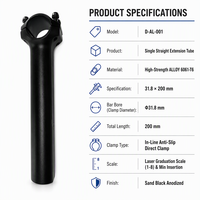 Batang Stang Sepeda Aluminium Alloy Tahan Lama Ringan - Pipa Ekstensi Lurus Tunggal 31.8mm In-Line untuk
