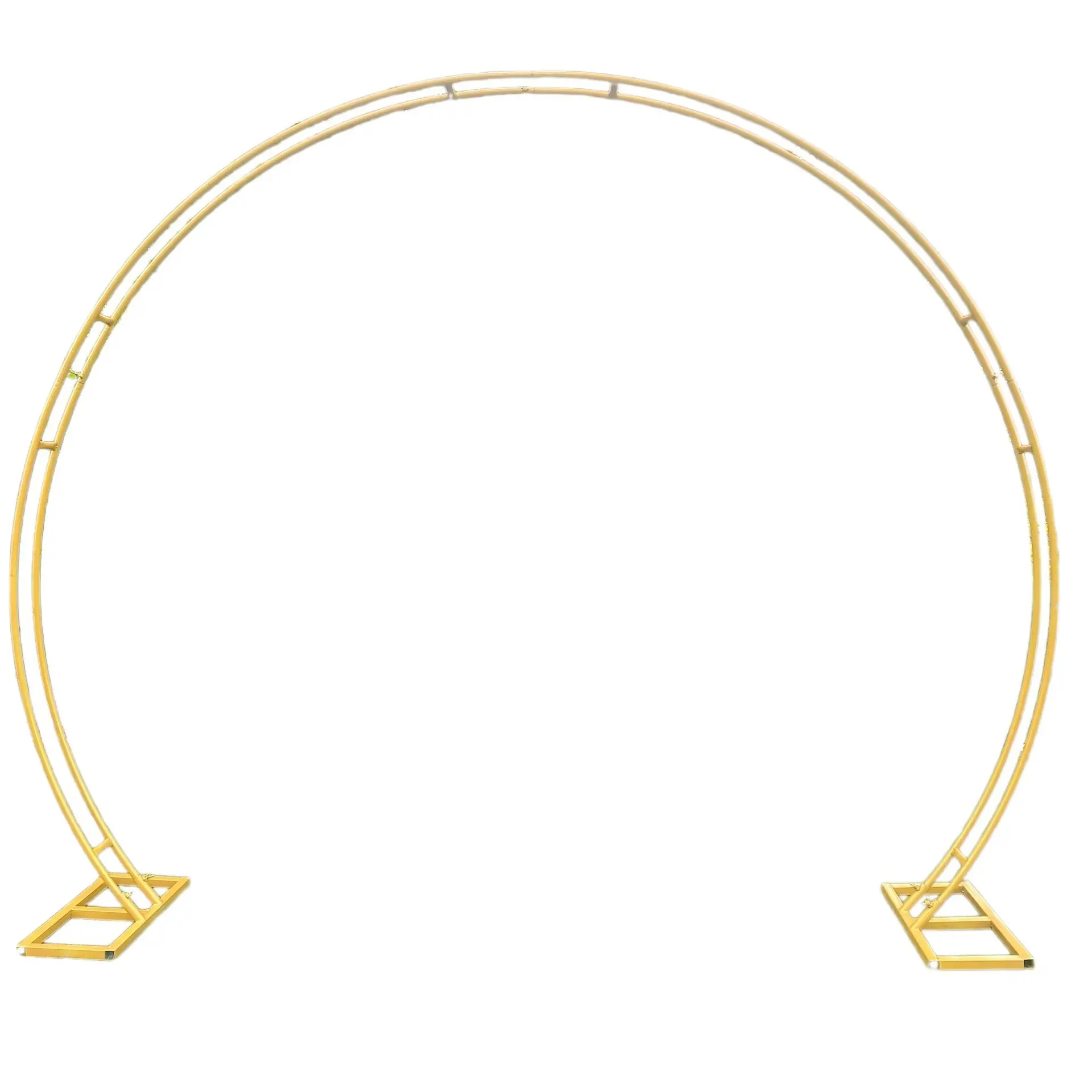 Hình bán nguyệt tròn vòm đám cưới vàng và trắng nâng cấp vòm đám cưới vàng kim loại vòng tròn bóng hoa vòm