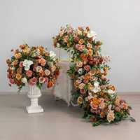 Arche florale moderne en rose orange brûlé avec guirlande de verdure, faite à la main, pour jardin extérieur, gazebo, toile de fond de scène, Fête des Mères