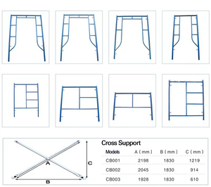 2.6mm Độ dày sơn tĩnh điện Q235 thép Mason H khung giàn giáo cho các tòa nhà xây dựng - Product Image 6