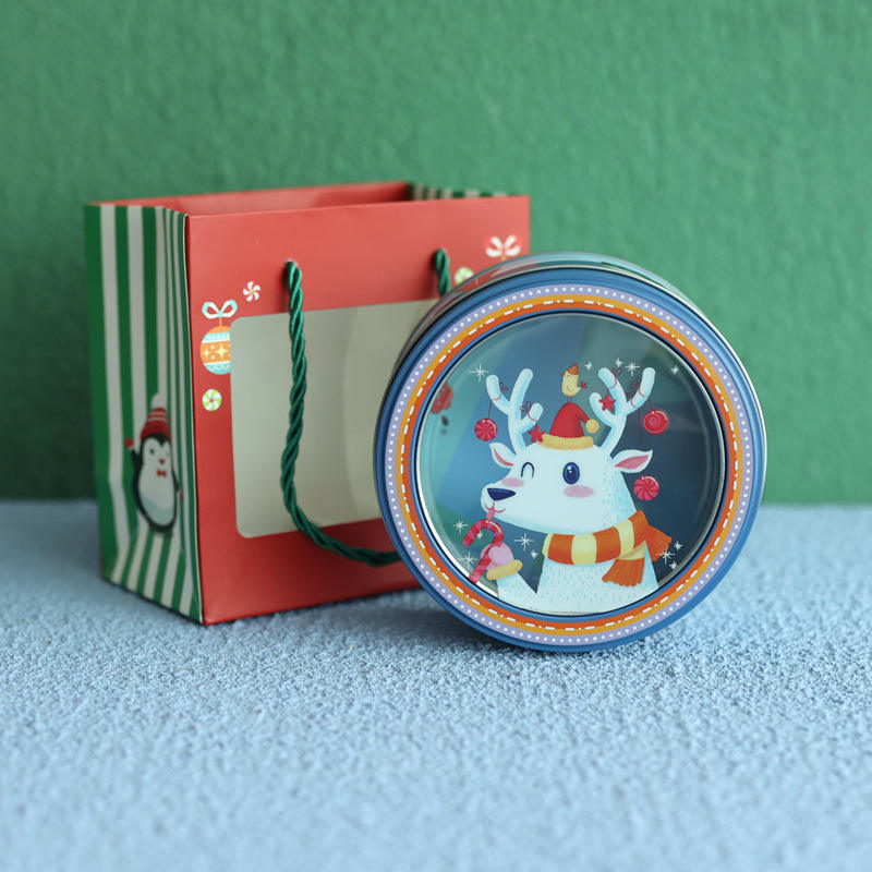 Caja de clarabuena redonda Christmas Moose (bolsa de papel SEPA