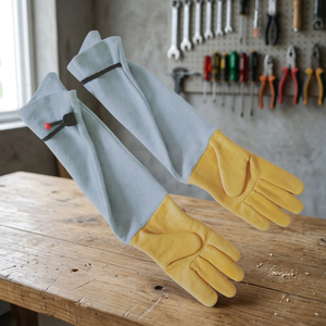 Gants de jardinage extra longs en cuir de chèvre respirant, résistants aux épiques, pour jardiniers et agriculteurs - Product Image 4