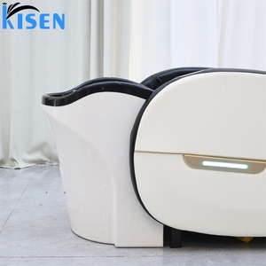 KISEN Fauteuil de massage électrique de luxe en cuir synthétique durable avec massage des pieds par airbag, thérapie de la tête et lit de lavage capillaire pour spa - Product Image 5