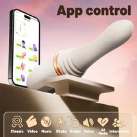 APP-gesteuerter Sexroboter mit Stoßfunktion, 7-stufiger Teleskop-Vibrator, weicher Silikon-Vaginalstimulator, Erotikspielzeug für Frauen