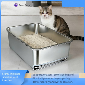กระบะทรายแมวสแตนเลส 2 ชั้น พร้อมตะแกรงกรอง สำหรับทำความสะอาดง่าย - Product Image 4
