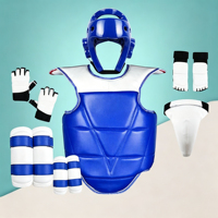 Ensemble de protection personnalisé pour le taekwondo : protège-tête, protège-poitrine, gants, protège-tibias, équipement d'entraînement d'arts martiaux