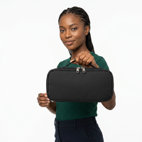 Estuche de Lápices de Tela Negro de Gran Capacidad ZhongHong, Bolsa para Lápices con Cierre, Impresión por Sublimación, Bolsa Portátil para Útiles Escolares con Asa