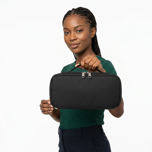 Estuche para lápices negro de gran capacidad, bolsa para bolígrafos con cremallera, bolsa portátil para útiles escolares con asa - Product Image 6
