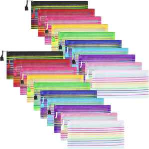 Transparent Colorful Plastic <b>Document</b> Pouch Bag <b>Document</b> <b>Holder</b> Nylon Mesh Zipper Pouch for Students and Exam Makeup Storage Bag - Product Image 1