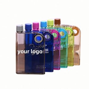 Botella de Agua Plana de Plástico con Logotipo Personalizado, Botella de Agua para Gimnasio de 380 ml, Fácil de Transportar - Product Image 1