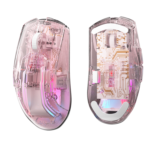 Tri-Mode Transparent RGB Gaming Mouse: 10000 DPI, 2.4G/BT/Wired, 7 Buttons, 400mAh, 80M Clicks - for PC, Laptop, Mac, Mobile