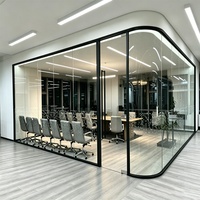 Cloison de séparation modulaire pour salle de réunion, cloison en verre insonorisée pour bureau avec verre ultra-clair et cadre en aluminium