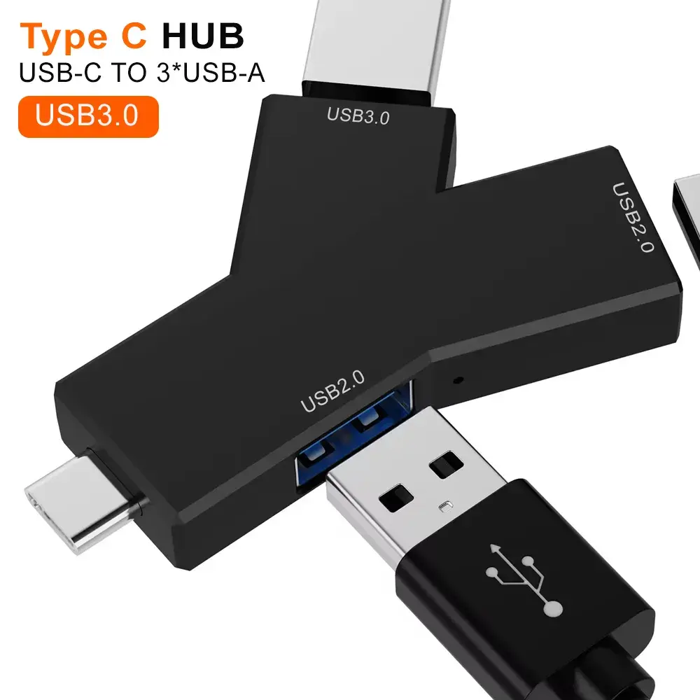 PSDA 3D 3IN1 USB C 허브 3.0 익스텐더 스플리터 3 포트 USB 어댑터 노트북 키보드에 적합