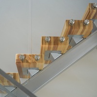 Escalier droit en acier inoxydable, système d'escalier à poutre simple, marches, marches d'escalier, système intérieur de la maison, escalier flottant en bois massif