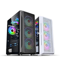 2024 Nuevo diseño OEM caja de la computadora ventilador de la caja de bajo precio Caja de PC ATX de vidrio con ventiladores coloridos y refrigeración