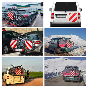 Placa Reflectante Diagonal <span class=keywords><strong>Roja</strong></span> y Blanca para Vehículos, Estándar de Italia y <span class=keywords><strong>España</strong></span>, de Aluminio Rayado, Señal de Advertencia para Portabicicletas - Product Image 6
